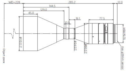 Mechanical Drawing LM58-TELECENTRIC-0.488X-WD228-39-NI