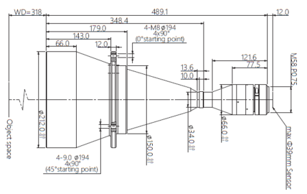 Mechanical Drawing LM58-TELECENTRIC-0.229X-WD318-39-NI