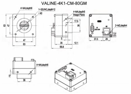 Line scan camera - VALINE-4K1-CM-80GM - mech drawing