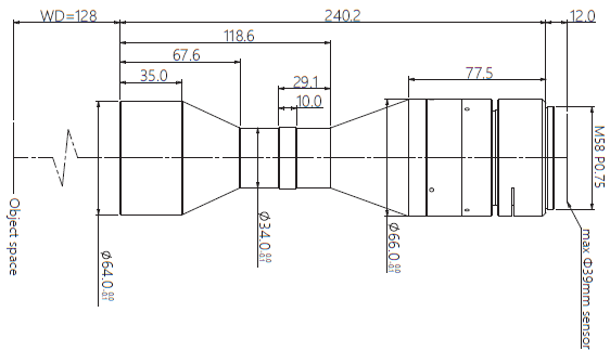 Mechanical Drawing LM58-TELECENTRIC-0.813X-WD128-39-NI